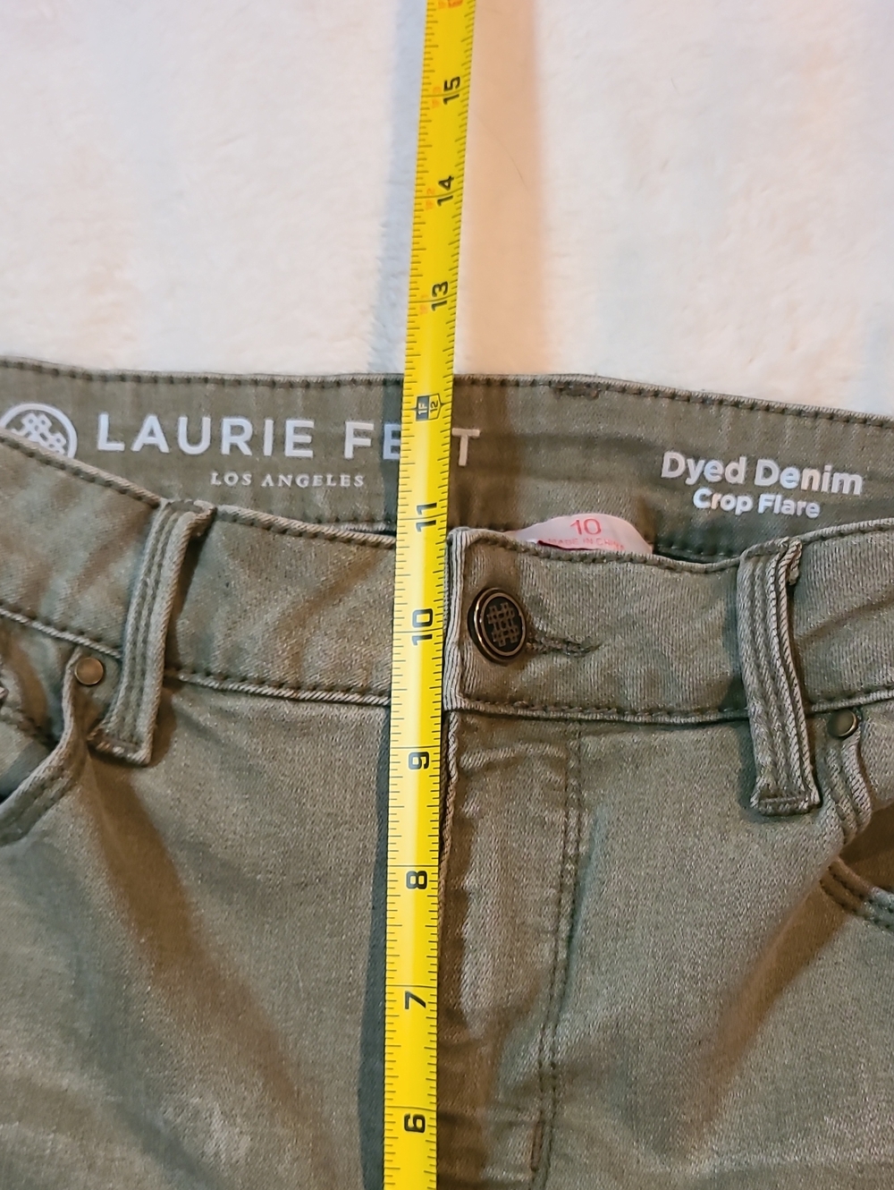 Laurie Felt Olive Green Dyed Denim Crop Flare Jeans